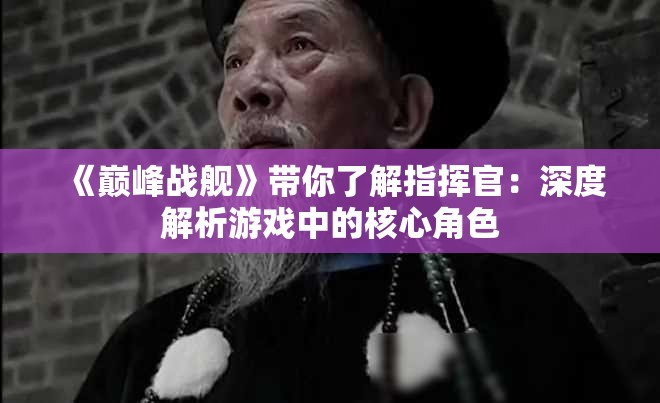 《巅峰战舰》带你了解指挥官：深度解析游戏中的核心角色