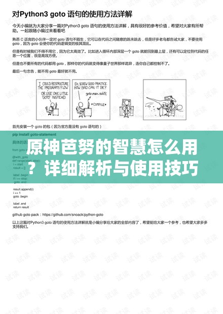 原神芭努的智慧怎么用？详细解析与使用技巧